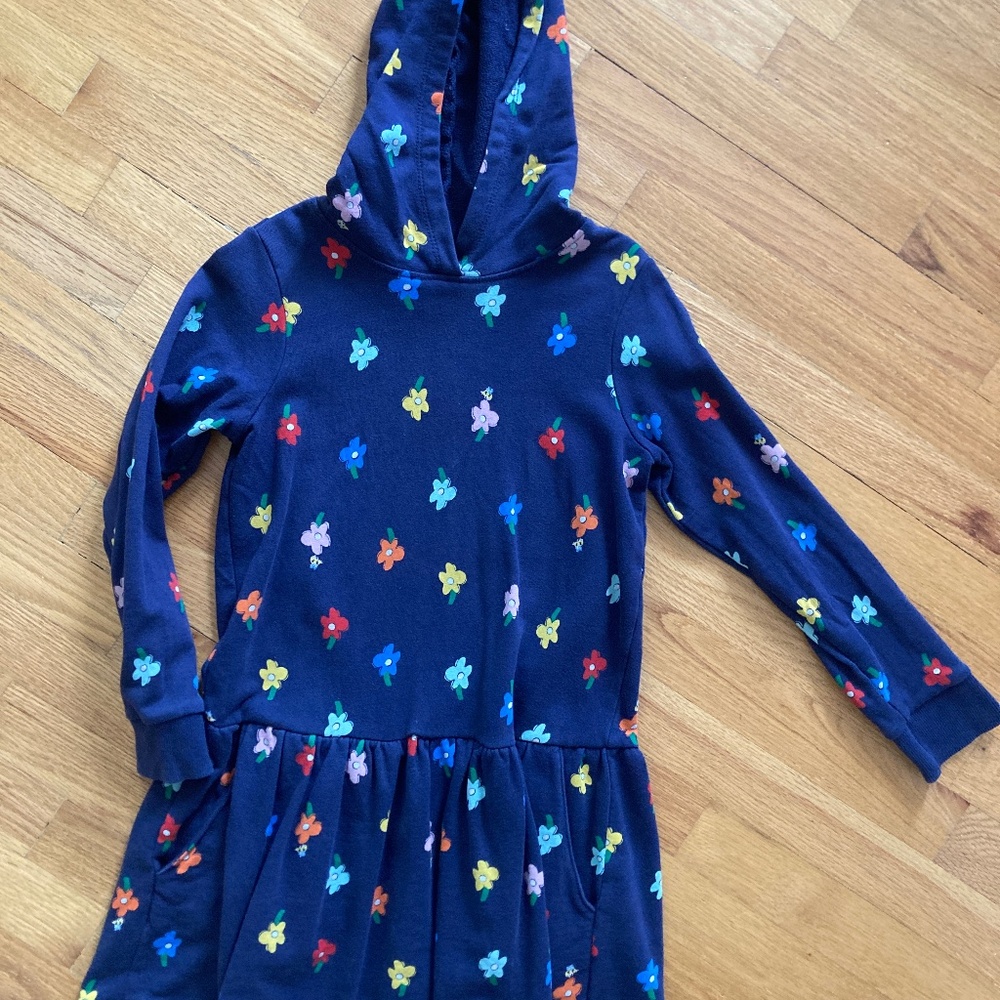 Girl's Hanna Andersson Flower Hoodie Dress